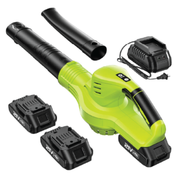 Soplador eléctrico de hojas inalámbrico con 2 baterías y cargador
