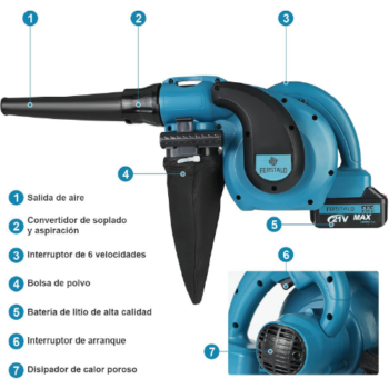 Sopladora y Aspiradora eléctrica de velocidad - Image 2